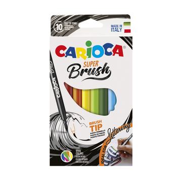 Plumones Carioca Super Brush 10 Unidades Punta Pincel Por Mayor Carioca