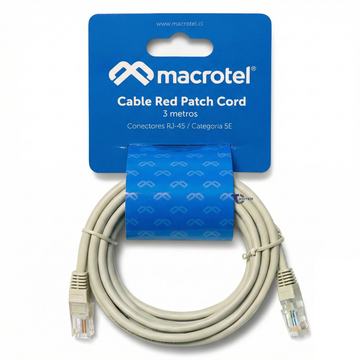 Cable de Red Macrotel 3 mt Patch Cord UTP Cat 5E MC-2004 Macrotel