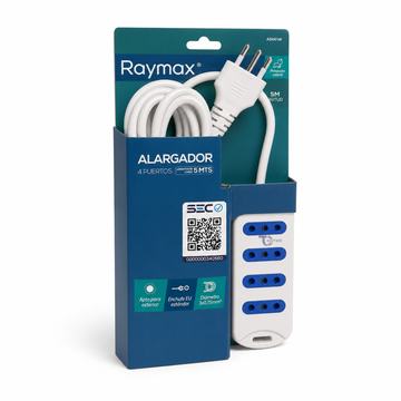 Alargador RAIMAX 5M 4 Tomas RM0061W Blanco Raimax