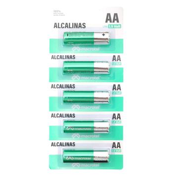Pack 5 Pilas Alcalinas AA Prepicadas 1.5 Volt Macrotel Macrotel