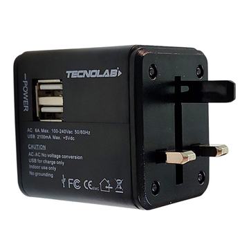 Adaptador Universal De Viaje 2 Usb ProAdaptor TL354 Tecnolab Tecnolab