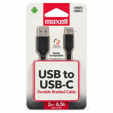 Cable Trenzado USB-A a USB-C Maxell BRACB-2M 2 m Negro Maxell