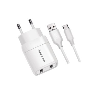 Cargador Pared 2 puertos USB + Cable USB-C TL044W Tecnolab Tecnolab