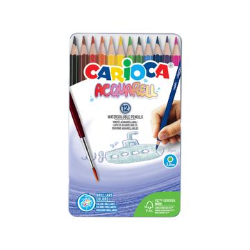Lápices Acuarelables Carioca Acquarell 12 en Caja Metálica Por Mayor Carioca