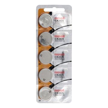 Pack 5 Pilas CR 2025 3v Maxell Tipo Botón Holograma Maxell