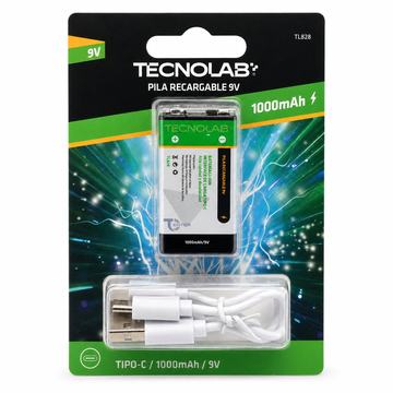 Pila Recargable 9V 1000mAh USB-C Tecnolab TL-828 Tecnolab