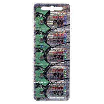Pack 5 Pilas SR521SW (379) 1.55v Maxell Tipo Botón Holograma Maxell