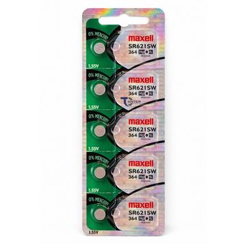 Pack 5 Pilas SR621SW (364) 1.55v Maxell Tipo Botón Holograma Maxell