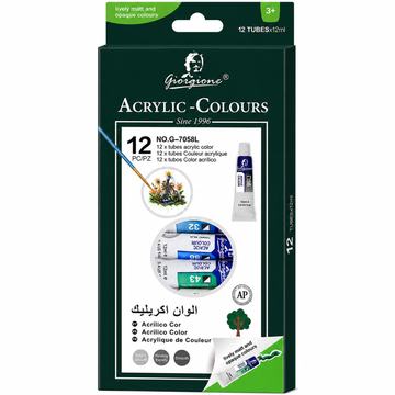 Set 12 Pinturas Acrílicas Giorgione G-7058 Tubos 12 ml Por Mayor Giorgione