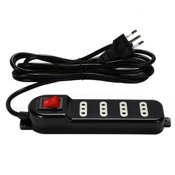 Alargador Electrico 3 Mts 4 Pos Negro Switch Macrotel ME-069B Macrotel