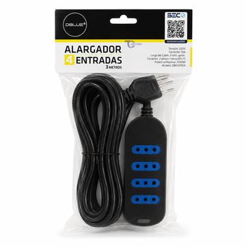 Alargador Dblue 3M 4 POS DBEXP004BK Negro Dblue