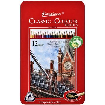 12 Lápices de Colores Giorgione Classic-Colour Caja Metálica Por Mayor Giorgione
