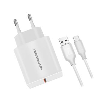 Cargador Rápido QC 3.0 + Cable USB a USB-C TL046W Tecnolab Tecnolab