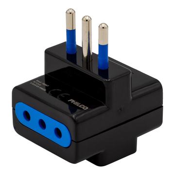 Enchufe Adaptador Triple Philco Negro Philco