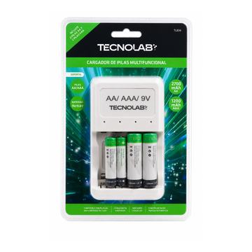 Cargador De Pilas Multifuncional Tecnolab TL834 + 4 Pilas Tecnolab
