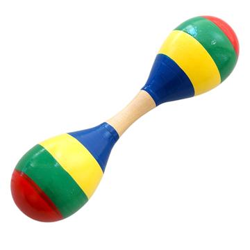 Maraca Doble de Madera Sonajera Niños Franjas Colores 55503 OEM