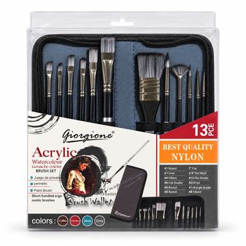 Set 12 Pinceles Nylon Giorgione G-F120 Acrílico y Acuarela Por Mayor Giorgione