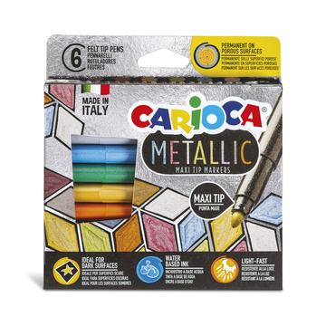 Plumones Metálicos Carioca Metallic Punta Gruesa 6 Unidades Por Mayor Carioca